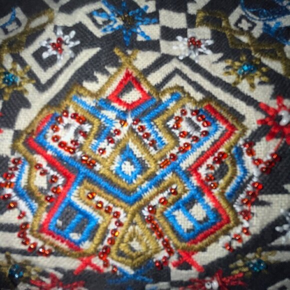 ASTR Tribal Southwestern Tapestry Embroidered Open Back Mini Dress - EUC -Size M - Picture 3 of 9